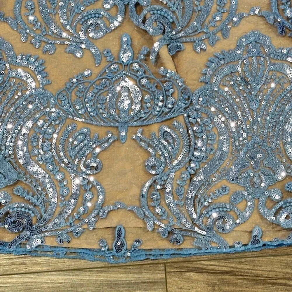 NWOT Free People Night Shimmer Mini Blue Sequin Cocktail Dress Size 0 - Picture 8 of 12